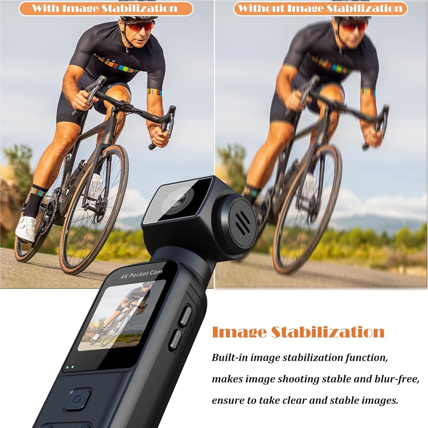 Ultra HD 4K Body Camera with External Microphone - 270° Rotating Mini Video & Audio Pocket Cam for Sports, Travel, and Law Enforcement - 64GB Included
