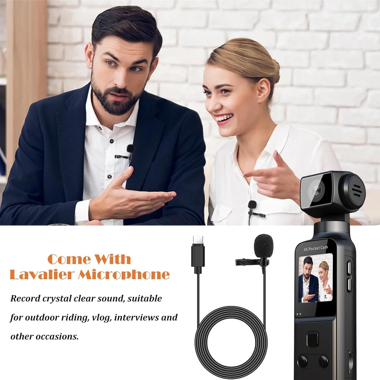 Ultra HD 4K Body Camera with External Microphone - 270° Rotating Mini Video & Audio Pocket Cam for Sports, Travel, and Law Enforcement - 64GB Included