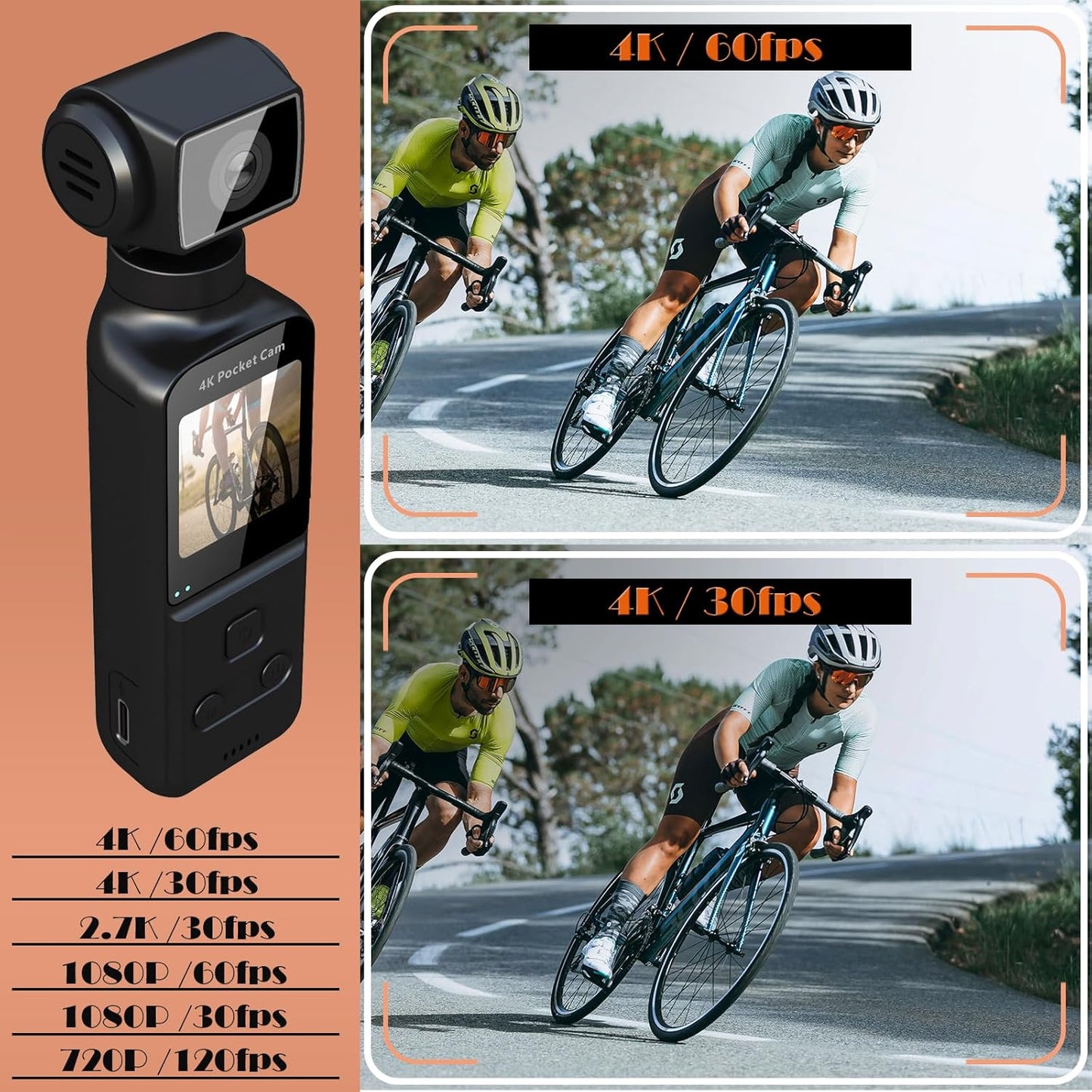 Ultra HD 4K Body Camera with External Microphone - 270° Rotating Mini Video & Audio Pocket Cam for Sports, Travel, and Law Enforcement - 64GB Included